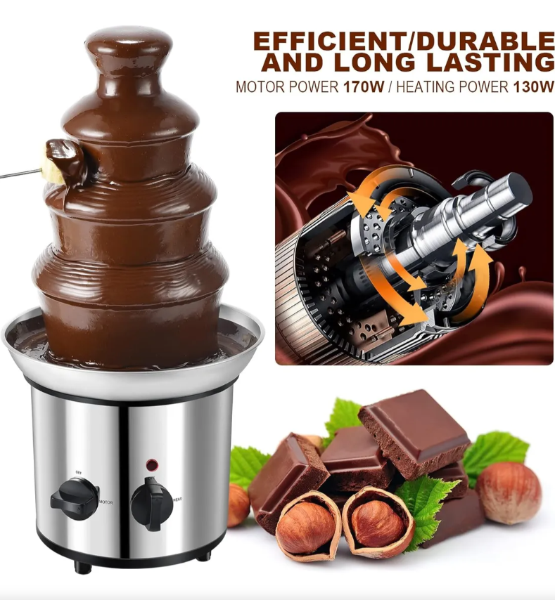 Fuente fondue chocolate 3 niveles 220v