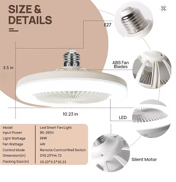 Ventilador De Techo Con Luz Led Control