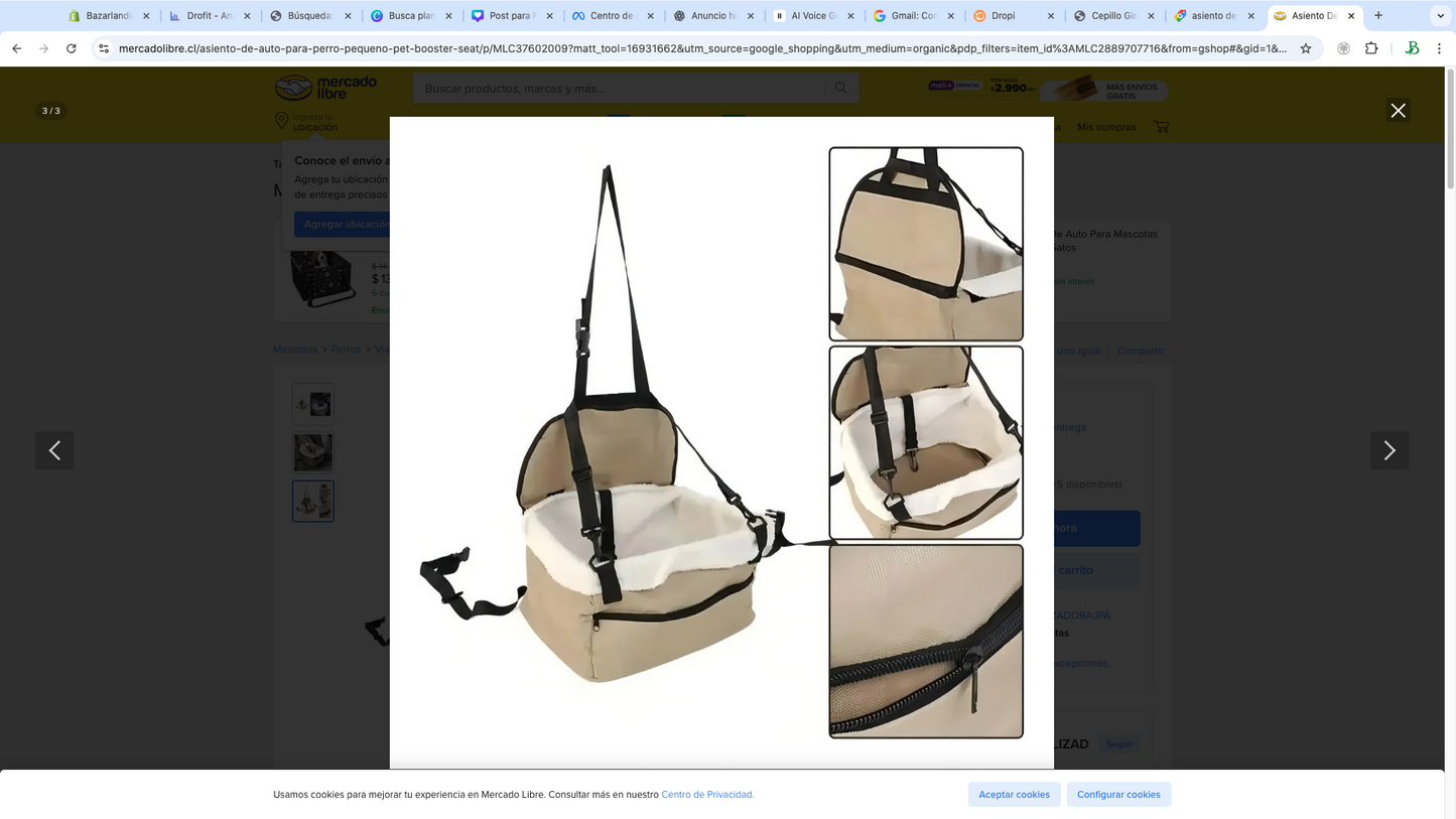 Asiento de Auto para Mascotas