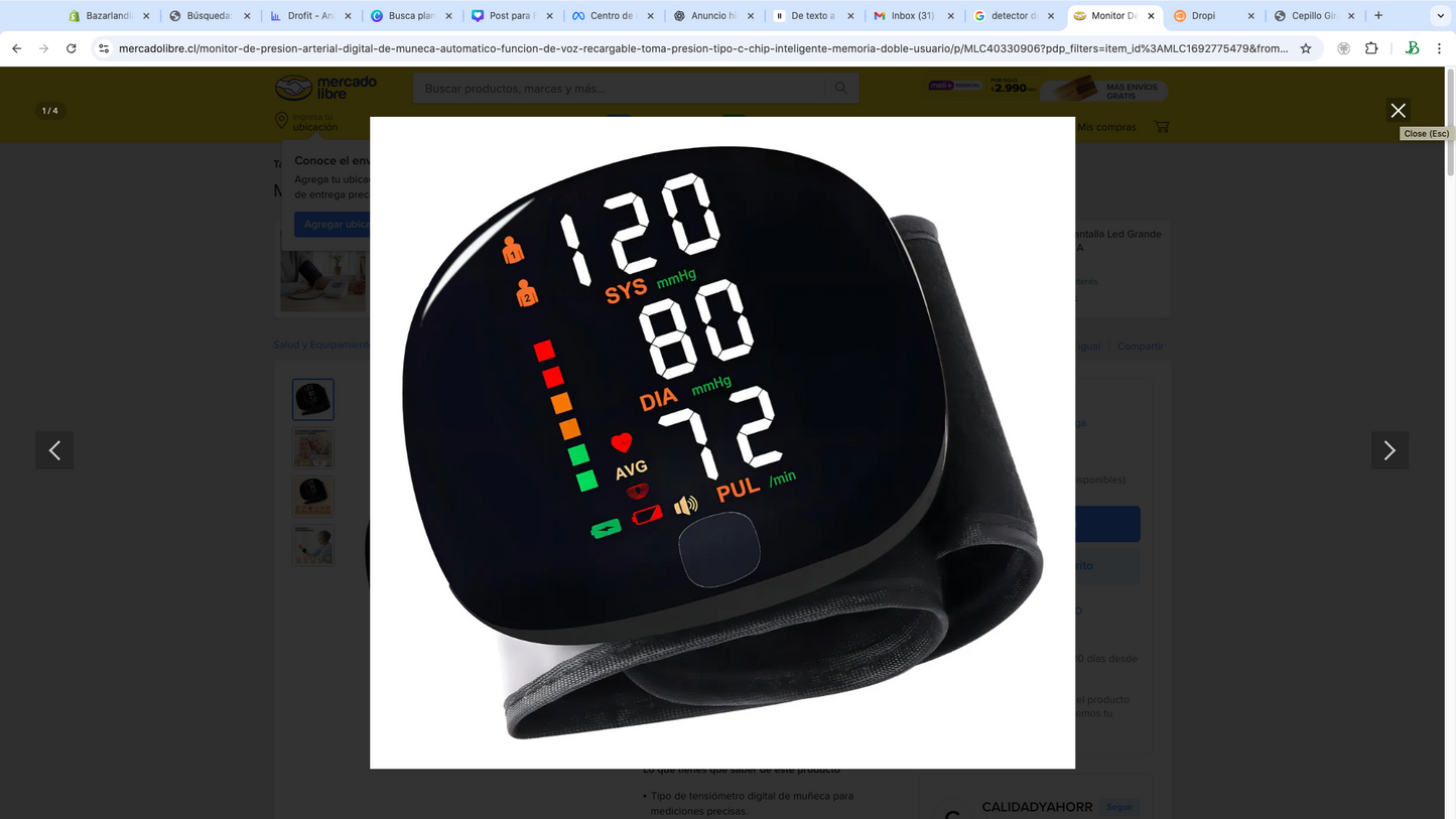 Detector Presión Arterial de Muñeca