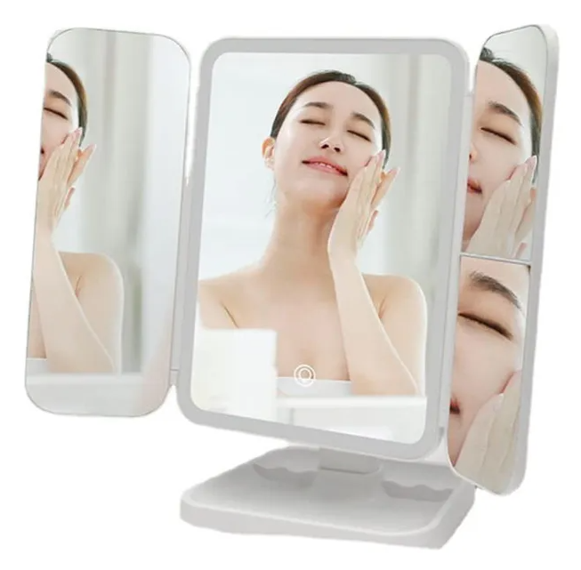 Espejo De Maquillaje Triple Iluminado