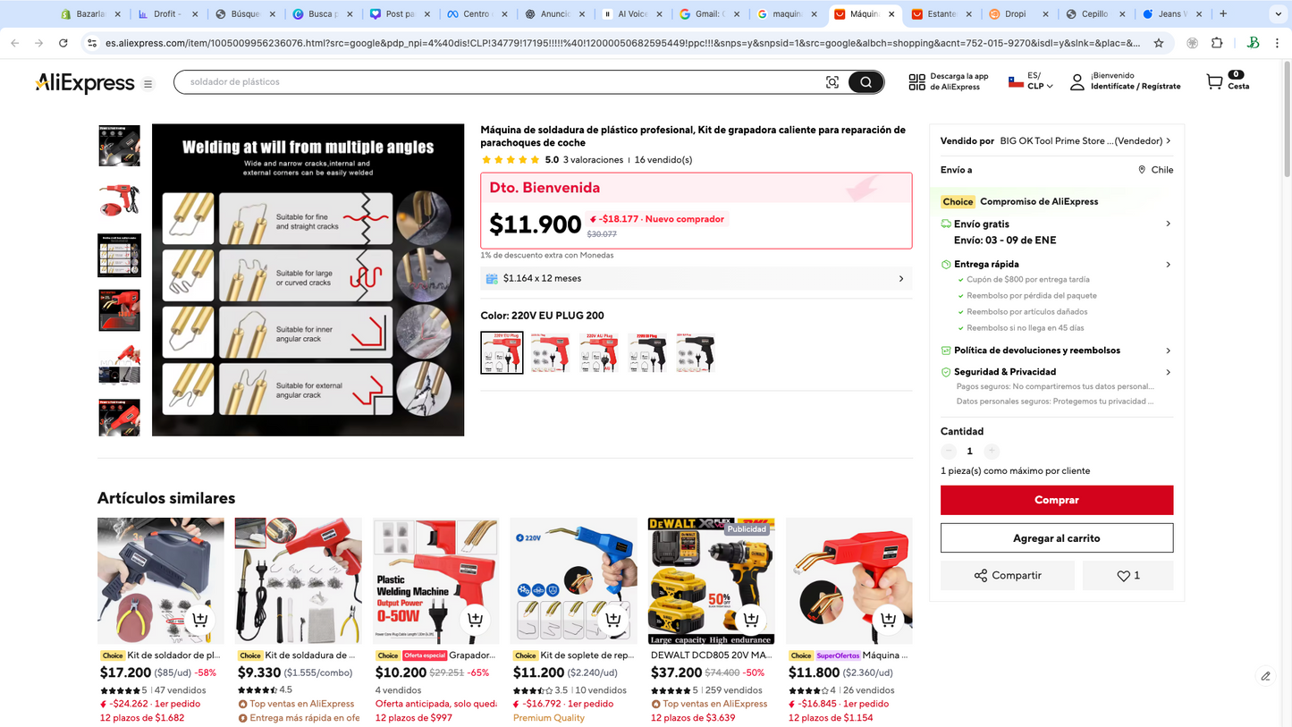 Maquina soldadora grapadora con pistola