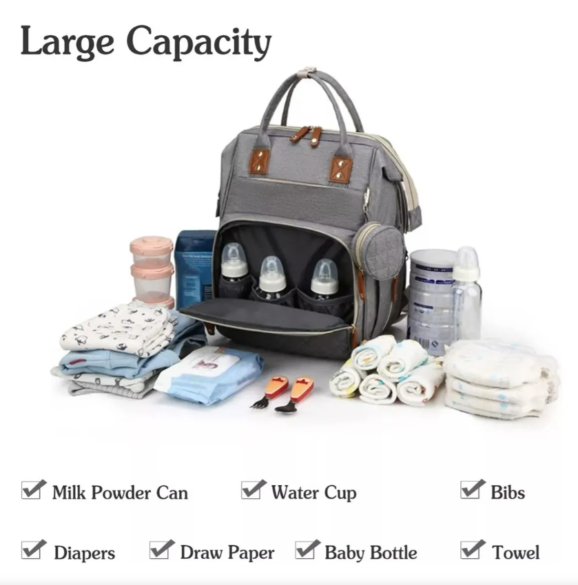 Pañalera Cuna mudador 3en1 Gris